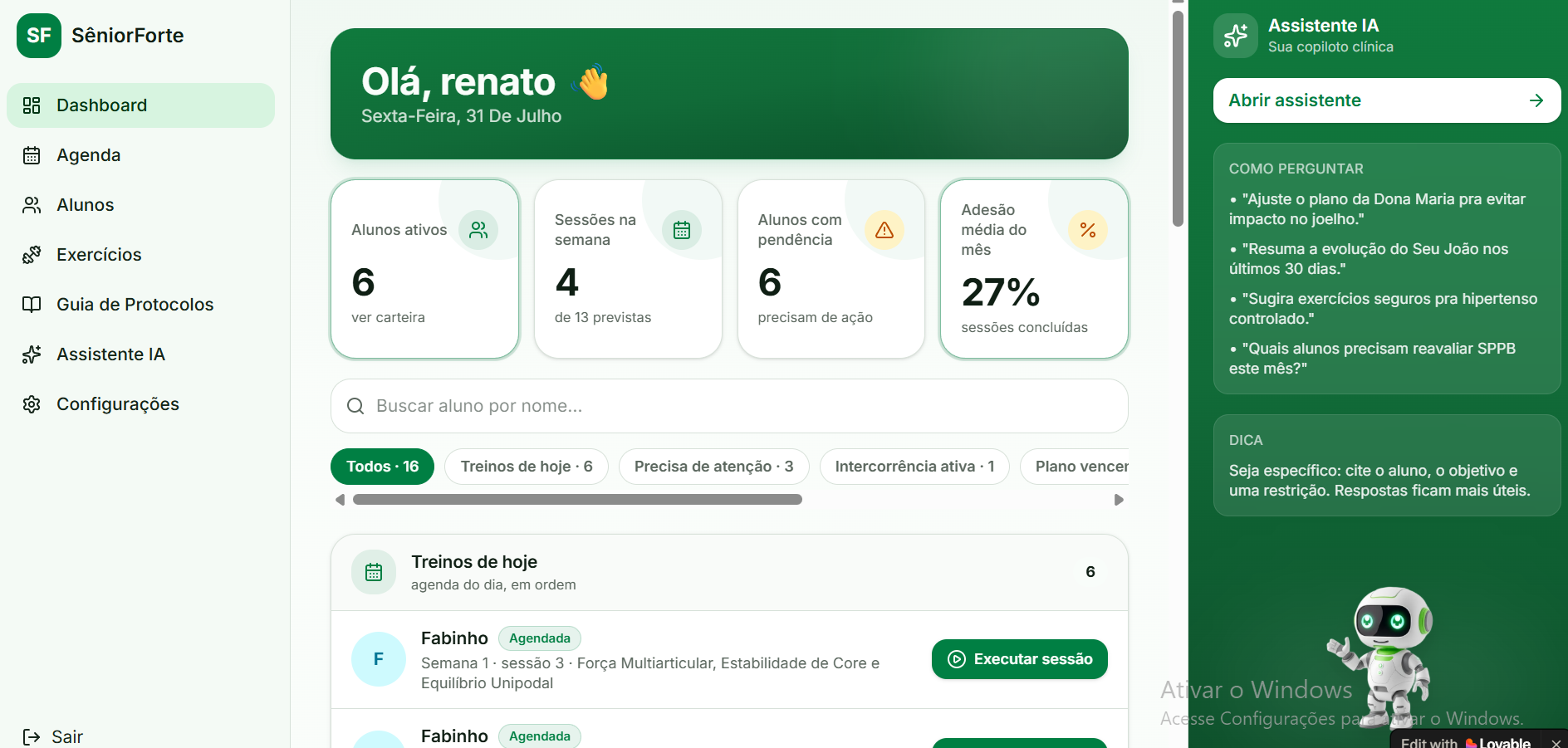 Interface do sistema